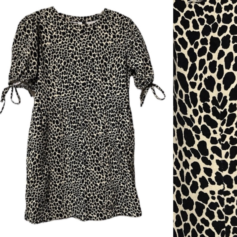 TOPSHOP Black and White Leopard Print Dress Size 8